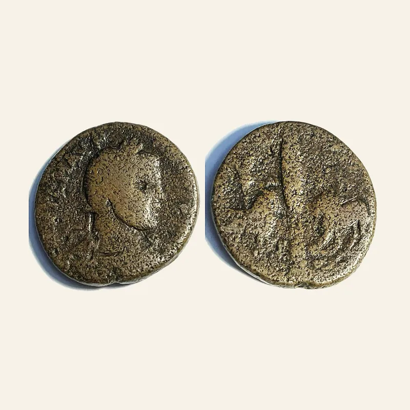 Obverse, for Elagabalus. Phoenicia. Arados Æ28