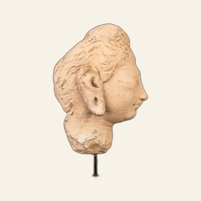 Revers, pour Tête gandharienne en stuc de Bouddha – IIIe–IVe s. apr. J.-C. – avec certificat d’authenticité, atelier de...