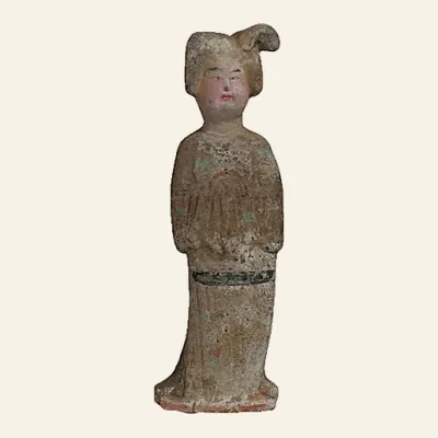 Obverse, for Tang Dynasty Court Lady in Polychrome Terracotta (仕女俑) – With Certificate of Authenticity (TL QED), VIIIe...