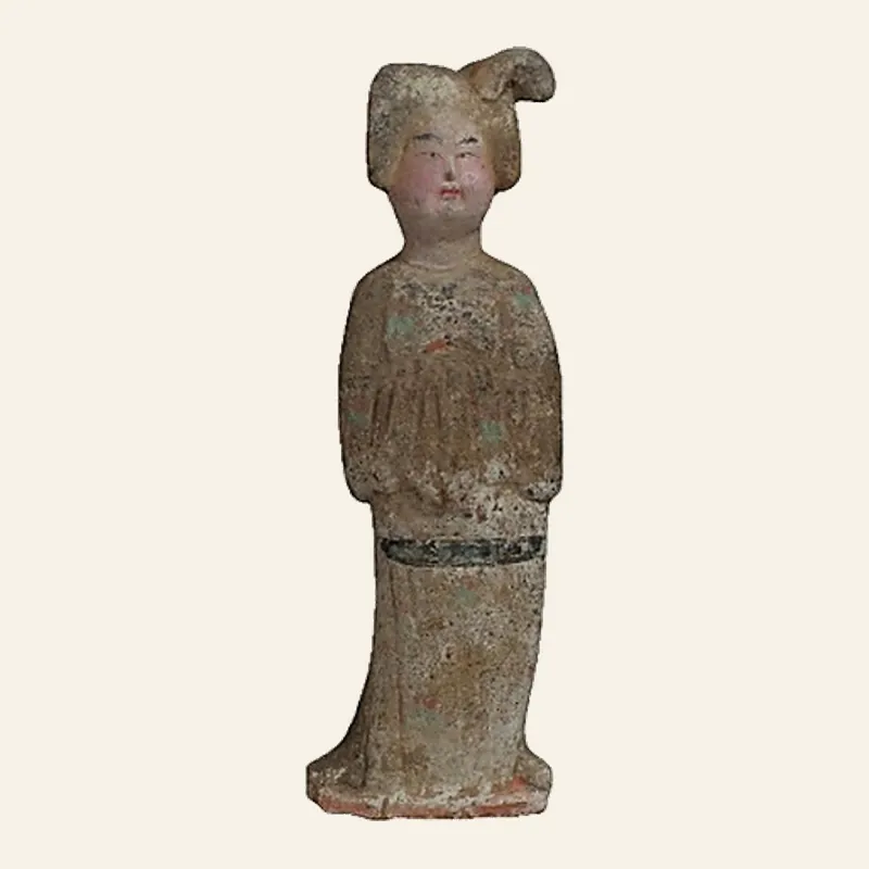 Obverse, for Tang Dynasty Court Lady in Polychrome Terracotta (仕女俑) – With Certificate of Authenticity (TL QED), VIIIe...