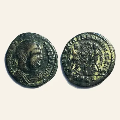 Reverse, of the follis, for Magnentius, 350-353 A.D. AE follis. Lyon mint, , RIC 145 - Roman imperial coin, 350-353