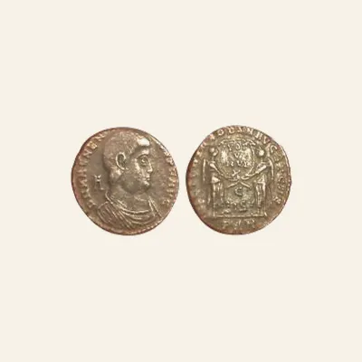 Reverse, of the follis, for Magnentius, 350-353 A.D. AE follis. Lyon mint, , RIC 145 - Roman imperial coin, 350-353