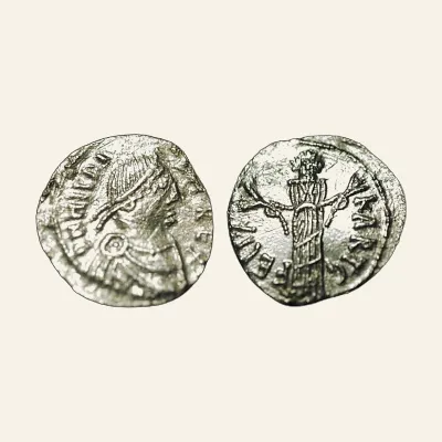 Avers, du 50 denarii, pour Vandales, Hildéric — 50 deniers d’argent (Carthage) KARTΣ FELIX — avec certificat d’authenticité...