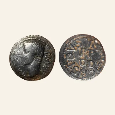 Reverse, of the as, for ZEUGITANA, Carthage. Augustus. Æ as (6.07 g,). AD 10, mint of Carthage