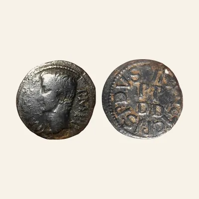 Reverse, of the as, for ZEUGITANA, Carthage. Augustus. Æ as (6.07 g,). AD 10, mint of Carthage