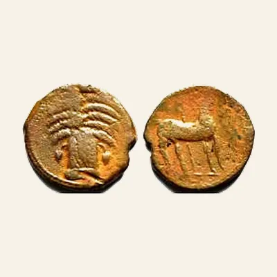 Reverse, of the as, for ZEUGITANA, Carthage. Augustus. Æ as (6.07 g,). AD 10, mint of Carthage
