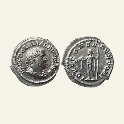 Obverse, of the Denier, for Balbinus – Silver denarius, Rome, April–June 238 AD – Certificate of authenticity, mint of Rome...