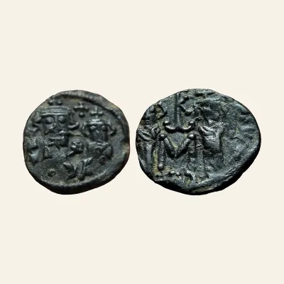 Reverse, of the follis, for Constans II. 641-668. Æ follis (19-20mm, 4.27 g). Carthage mint. Struck 662-667., mint of...