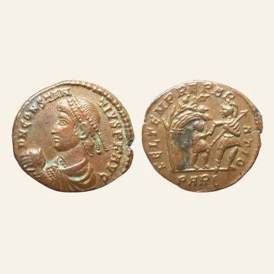Avers, du follis, pour Constantius II, Arles, AE follis RARE R2, RIC RIC VIII Arles 104 21 mm