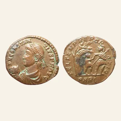 Reverse, of the follis, for Constantius II, Arles, AE follis RARE R2