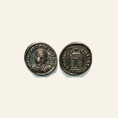 Reverse, of the follis, for Constantius II, Arles, AE follis RARE R2