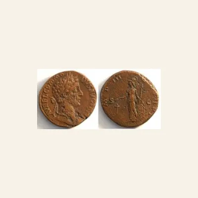 Reverse, of the as, for Commodus Caesar, 166 - 176 AD AE as, (12,72 g.), 172/173 Rome., mint of Rome, 176 AD