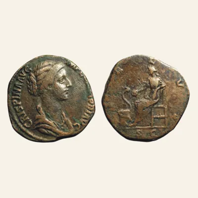Avers, du sestertius, pour CRISPINA (Augusta, 178-182). AE Sestertius. Rome., atelier de Rome, 178-182, RIC RIC 672b...