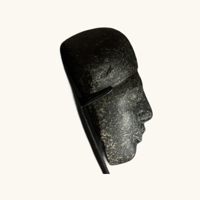Masque funéraire égyptien en granodiorite – Basse Époque – avec certificat d’authenticité - vue 4