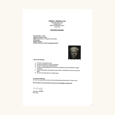 Masque funéraire égyptien en granodiorite – Basse Époque – avec certificat d’authenticité - vue 8