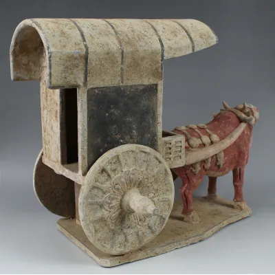 Revers, pour Chinese, Northern Qi Dynasty — Ox cart diorama — 550 - 577 ap. J.-C., 550 - 577 ap. J.-C.