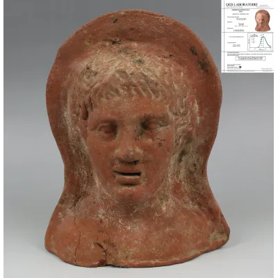 Obverse, for Etruscan — Anatomical votive model of a head — 5th - 4th Century B.C, 5th - 4th Century B.C