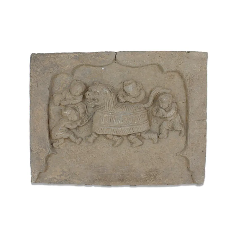Avers, pour Chinese, Song Dynasty — Decorated brick representing children playing, two of them disguised as a dragon, maybe...