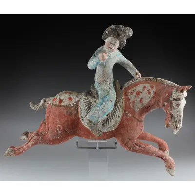 Avers, pour Chinese, Tang Dynasty — Statuette of a polo player — 618 - 907 ap. J.-C., 618 - 907 ap. J.-C.