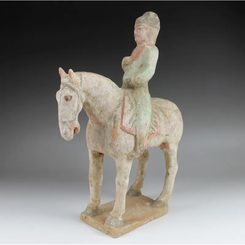 Avers, pour Chinese, Tang Dynasty — Statuette of a rider with horse — 7e siècle - 10e siècle ap. J.-C., 7e siècle - 10e...