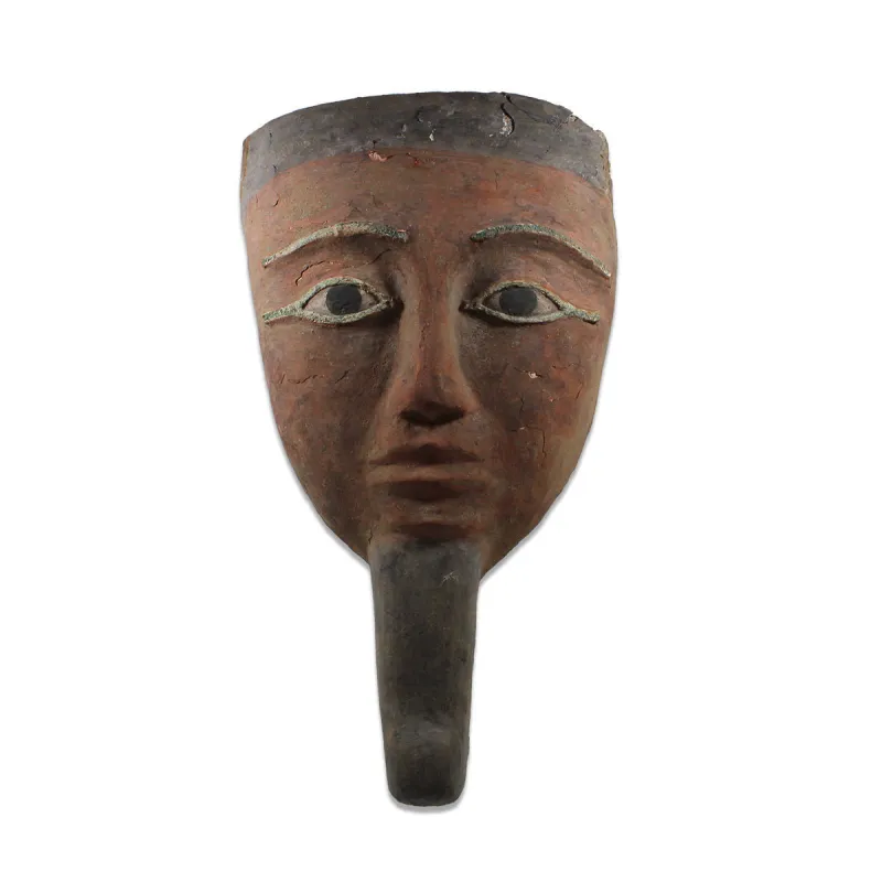 Obverse, for Egyptian, Late period — Bearded mummy mask with bronze eyes — 700 - 30 B.C, 700 - 30 B.C
