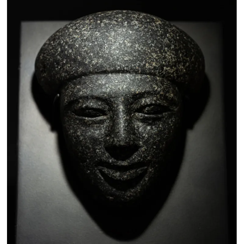 Obverse, for Egyptian, Late period — Sarcophagus mask depicting a youthful face with idealised features, a bag wig hairstyle...