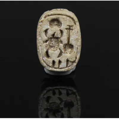 Obverse, for Egyptian — Scarab of pharaoh Akhenaten with and Udjat eye on the back — Amarna Period, 14th Century B.C, Amarna...