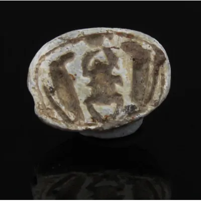 Obverse, for Egyptian — Scarab with beetle holding solar disk flanked by uraeus-serpents — New Kingdom, 1550 - 1070 B.C, New...