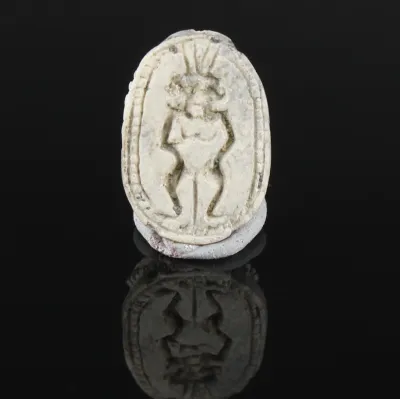 Obverse, for Egyptian — Scarab with god Bes — New Kingdom, 1550 - 1070 B.C, New Kingdom, 1550 - 1070 B.C
