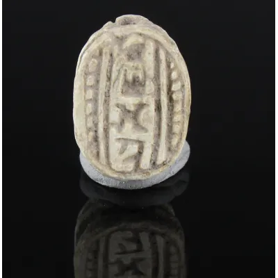 Obverse, for Egyptian — Scarab with “Menkheperre” (Thutmose III), representing pharaonic power — New Kingdom, 1200 - 1000...
