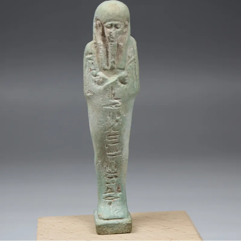 Obverse, for Egyptian — Shabti for Psamtekhen born to Nit-iy-et, back side with the formula 'O thou shabti, if you are...