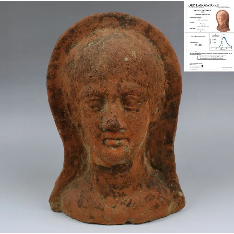 Obverse, for Etruscan — Anatomical votive model of a head — 5th - 4th Century B.C, 5th - 4th Century B.C