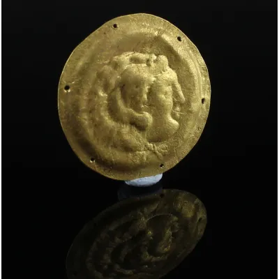 Obverse, for Greek, Hellenistic — Sheet applique with portrait of Alexander the Great as young Heracles, repoussé technique...
