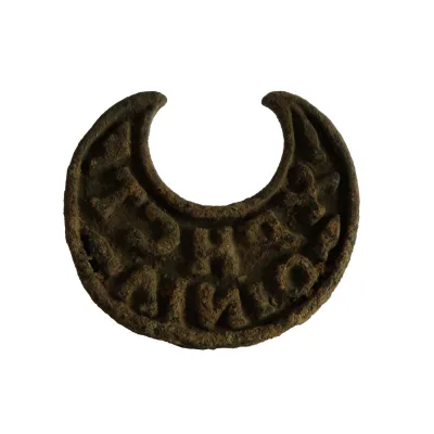 Obverse, for Late Roman / Byzantine — Bread stamp in form of a crescent moon with greek inscription 'XPHCTE / OINIΛ' — 4th...