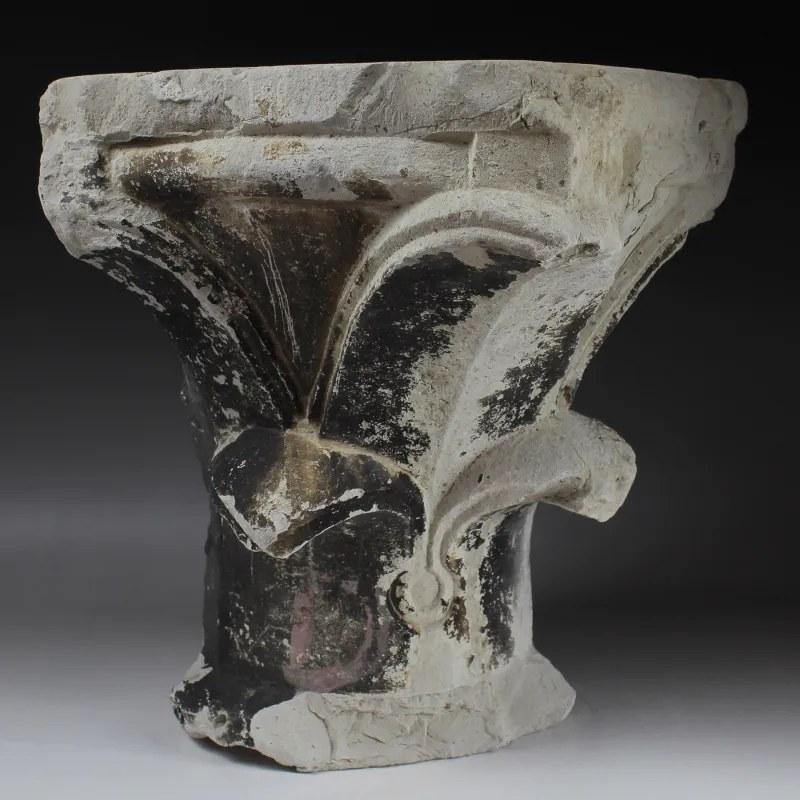 Obverse, for Medieval, France — Corner capital with cross-headed leaf decoration — 13th Century A.D, 13th Century A.D