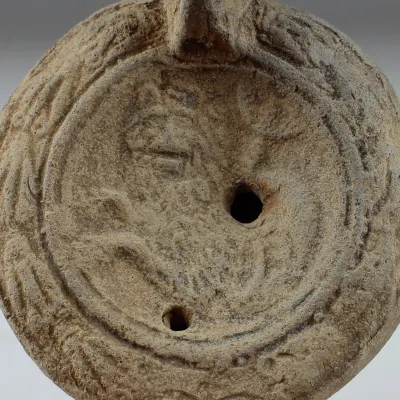 Obverse, for Roman — Factory oil lamp with chimera, Type Bussière D X 4 — 175 - 250 A.D, 175 - 250 A.D