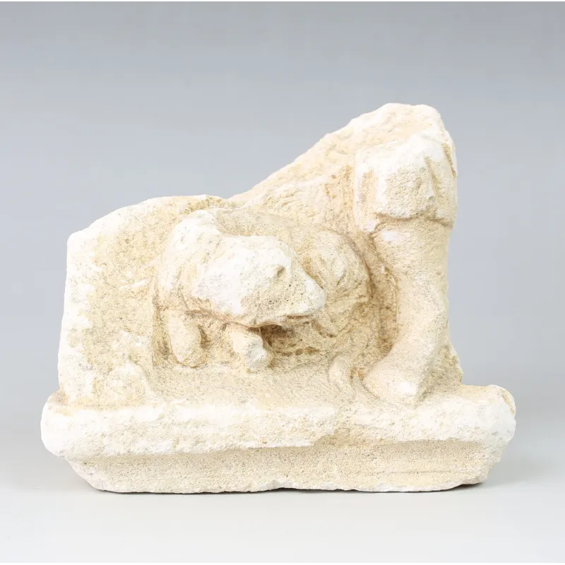 Obverse, for Roman — Fragment of a statuette with a leg and a dog — 2nd - 3rd Century A.D, 2nd - 3rd Century A.D