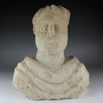 Obverse, for Roman, Beth-Shean / Sebaste — Funerary bust of a man — 3rd Century A.D, 3rd Century A.D