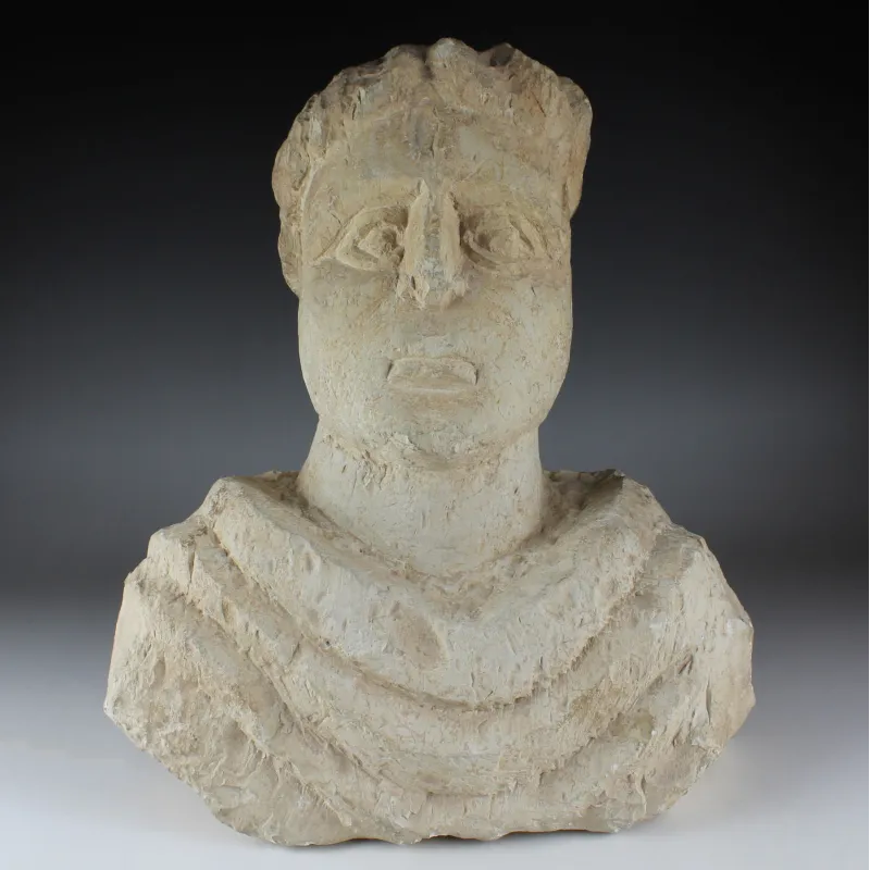 Obverse, for Roman, Beth-Shean / Sebaste — Funerary bust of a man — 3rd Century A.D, 3rd Century A.D