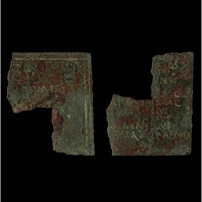Avers, pour Romain — Military diploma (fragment) awarded to an auxiliary soldier from the tribe of the Breuci in Pannonia —...