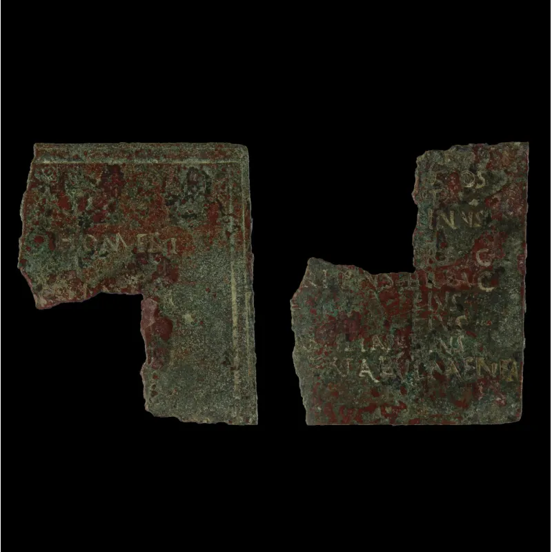 Avers, pour Romain — Military diploma (fragment) awarded to an auxiliary soldier from the tribe of the Breuci in Pannonia —...