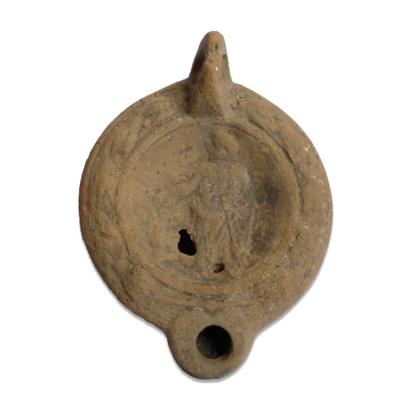 Obverse, for Roman — Oil lamp with a bearded god, Type Bussière D X 4 — 175 - 250 A.D, 175 - 250 A.D