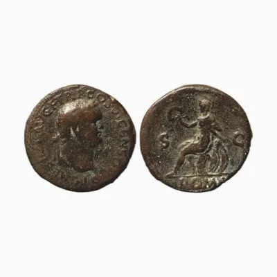 Titus César, dupondius - Lugdunum (Lyon), 77-78 apr. J.-C., Roma assise au revers - 003369