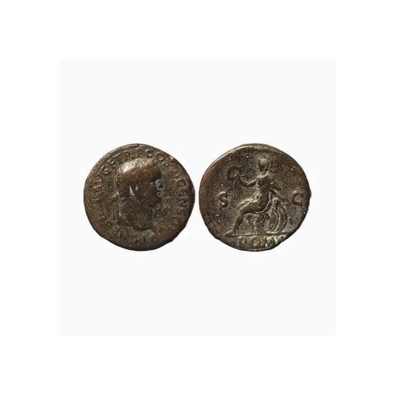 Titus César, dupondius - Lugdunum (Lyon), 77-78 apr. J.-C., Roma assise au revers - 003369