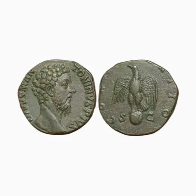 Sesterce de Marc Aurèle divinisé (Divus Marc Aurèle), consécration sous Commode, Rome - 003373