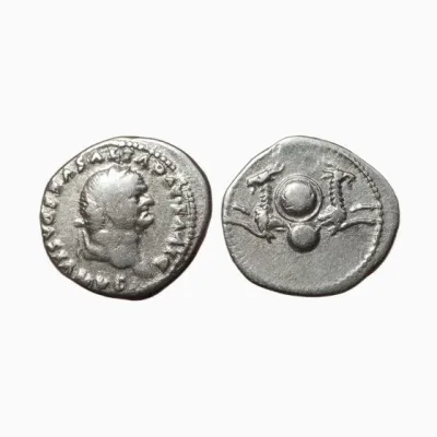 Denier de Vespasien divinisé (Divus Vespasianus) aux deux capricornes, frappe sous Titus, Rome - 003374