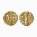Cyrenaique, Magas roi de Cyrene - Tetrobol d'or au cavalier et au silphium - 003379