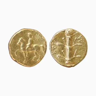 Cyrenaique, Magas roi de Cyrene - Tetrobol d'or au cavalier et au silphium - 003379