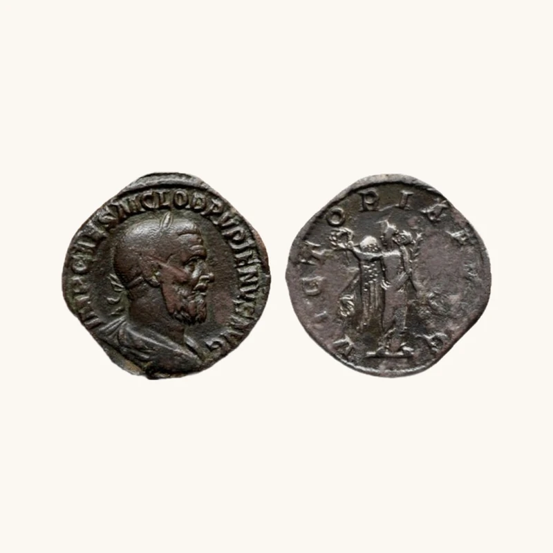 Pupienus – RARE Sestertius, Rome, AD 238 – VICTORIA AVGG – Certificate of Authenticity - vue 1