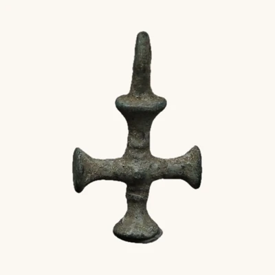 Byzantin – Pendentif en croix en bronze (VIIe – Xe siècle)- Avec Certificat d'Authenticité - vue 1